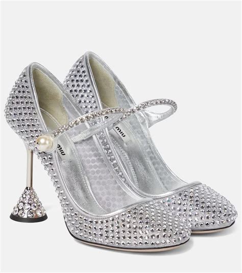 miu miu embellished mary jane pumps|Miu Miu Women's Crystal Embellished Mary Jane Pumps.